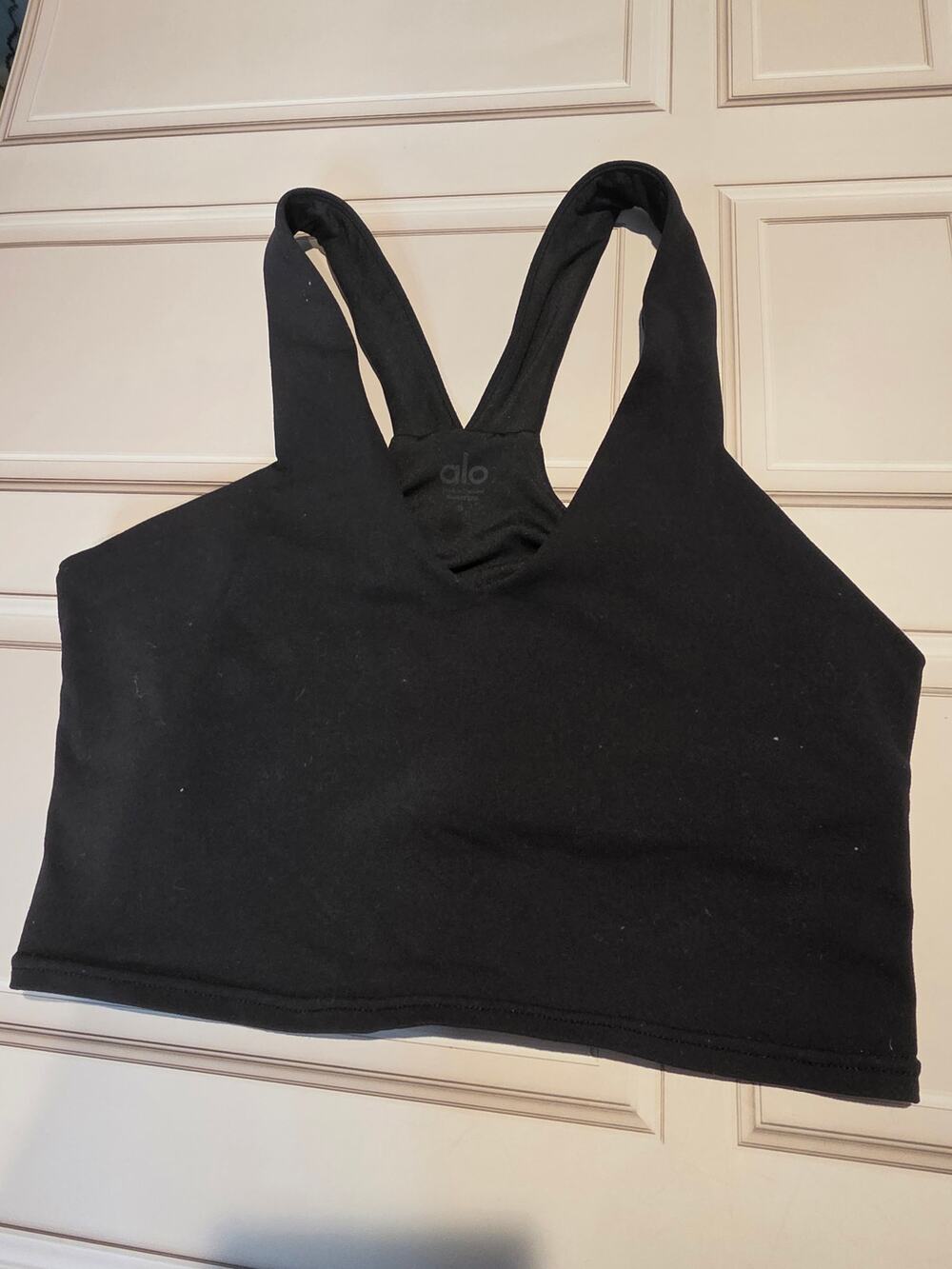 Alo Yoga Black Longline Sports Bra Women's Size S Racerback Activewear